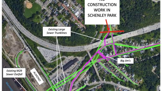 Map showing work area of PWSA stormwater project